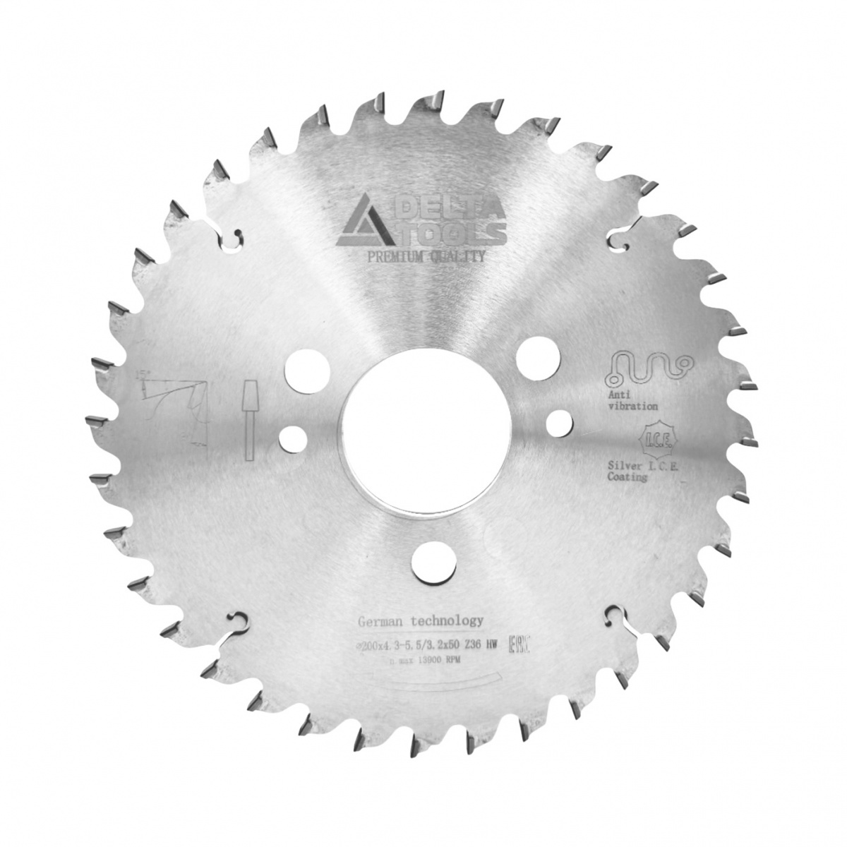 Дисковая пила подрезная DELTA TOOLS для ФРЦ DIA Premium 200x4.3-5.5x3.2x50 Z36 Н6 KON-F фото